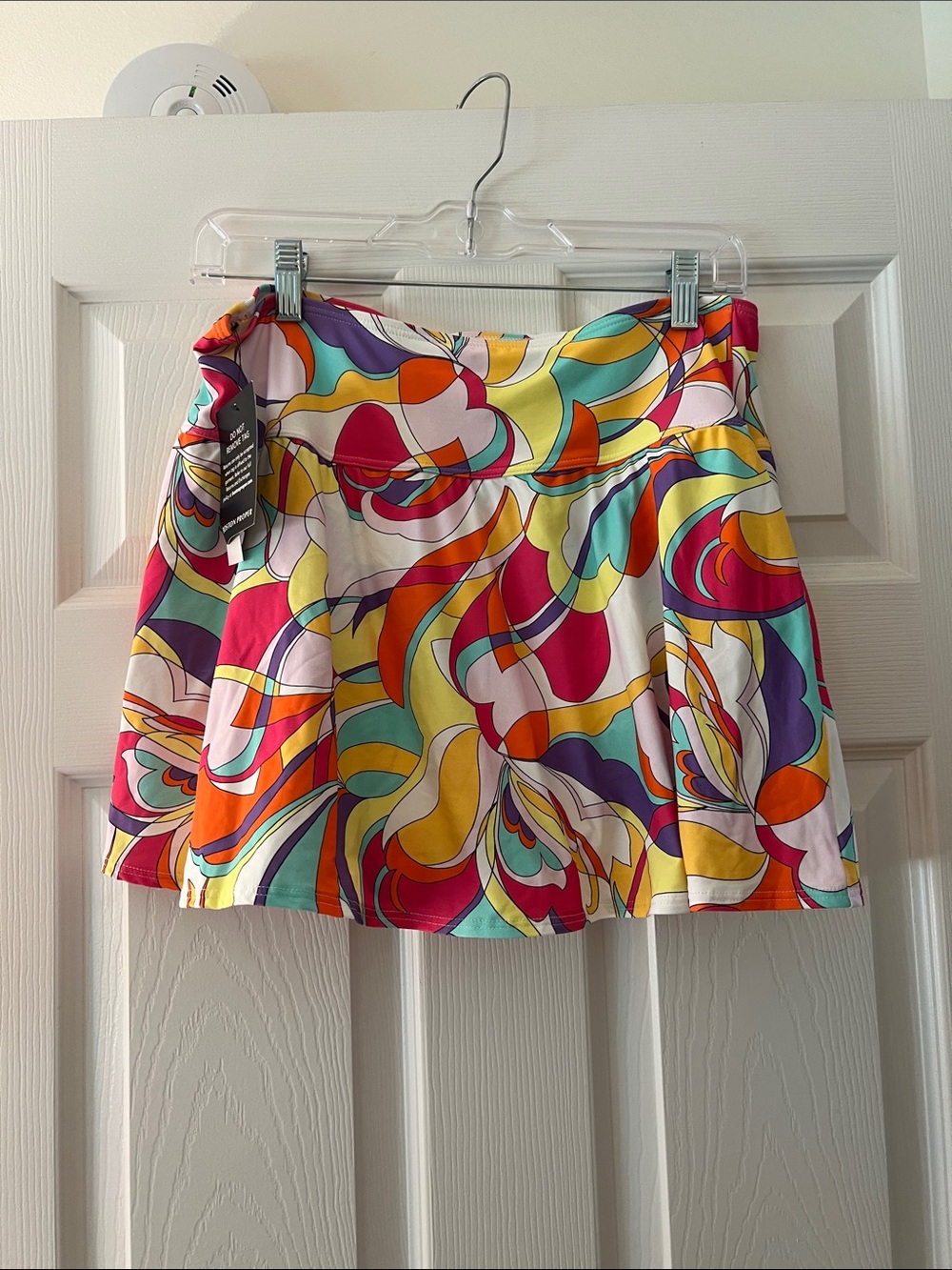 Vibrant Multicolor Swirl Print Swim Skirt